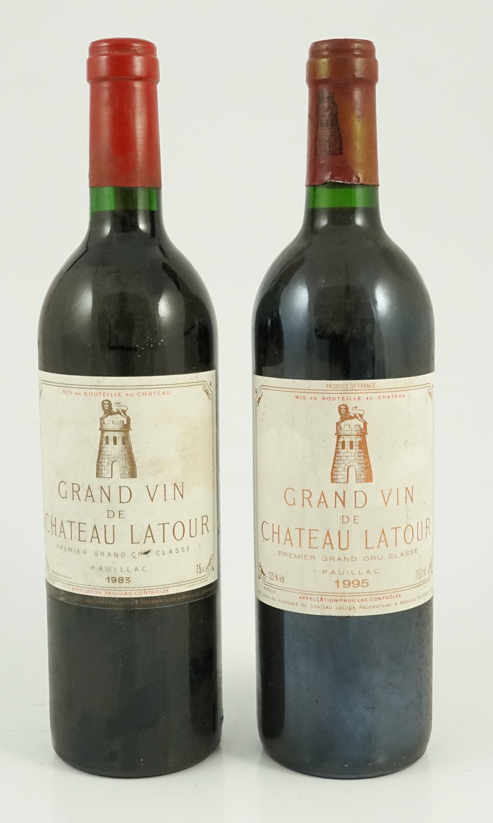 A bottle of 75cl Grand Vin de Chateau Latour 1983 and another for 1995